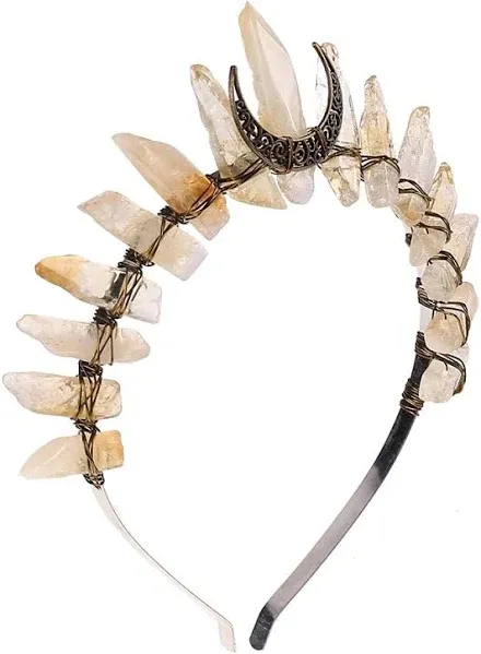 Bubbmi Women's Raw Crystal Tiara Headband