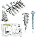 Ansoon Zinc Self-Drilling Drywall Anchors with Screws Kit, 50 Pieces All Togethe