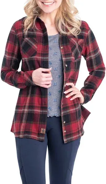 Legendary Whitetails Women's Cottage Escape Flannel Long Sleeve Plaid and Solid Color Clothes for Women's