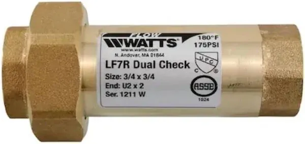 Watts Dual Check Valve 46A960 : 3/4x3/4 LF7RU2-2 *BRAND NEW*