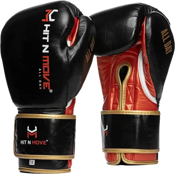 HIT N MOVE Pro Agility All Day Boxing Gloves Hook and Loop, Boxing Gloves Men, Boxing Equipment, Sparring & Heavy Bag Workout Gloves for Boxing, Kickboxing, Muay Thai, MMA