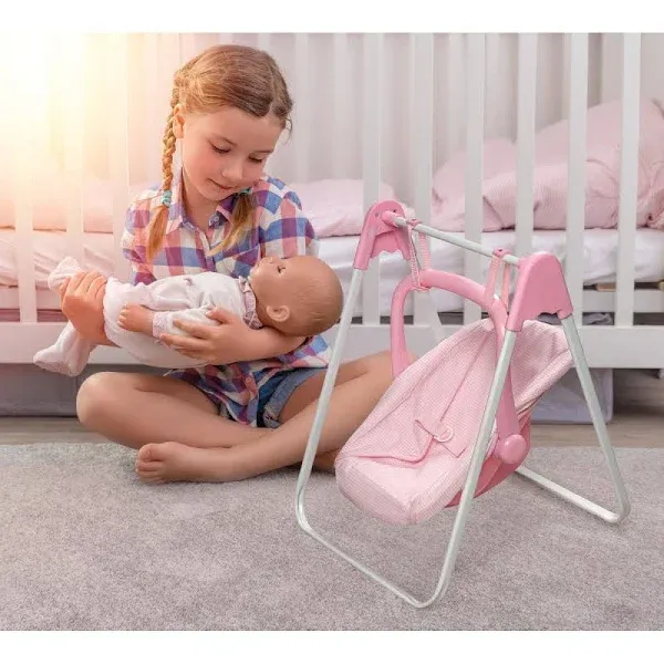 Toy Doll 2-in-1 Pretend Swing and Portable Carrier Seat for 18 inch Dolls - P...