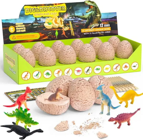 DoDoMagxanadu Dino Egg Dig Kit-12 Dinosaur Eggs Dino Egg Excavation Kit for Dinosaur Birthday Theme Party Science Stem Toys Easter