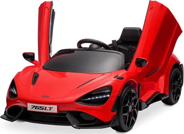 Kidzone 12V Licensed McLaren 765LT Kids Ride On Car With Hydraulic Doors, Black