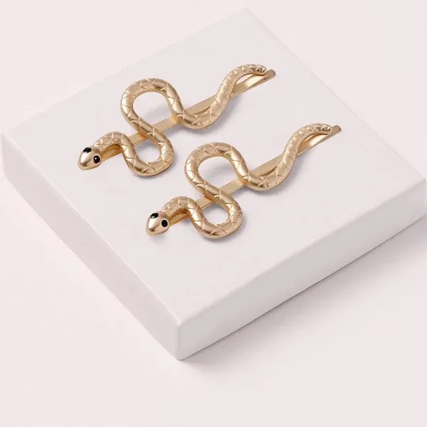 The Hair Edit Temptation Bobby Pins - Decorative Gold Metal Snake-Shaped Hair Clips