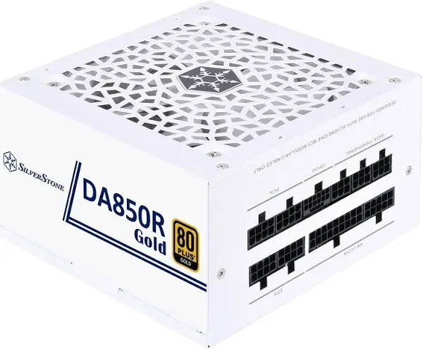 SilverStone Technology DA850R Gold 80 Plus Gold 850W ATX 3.0 & PCIe 5.0 Power Supply with White casing, White Fan, and White Cables, SST-DA850R-GMA-WWW (SST-AX0850MCGD-C)