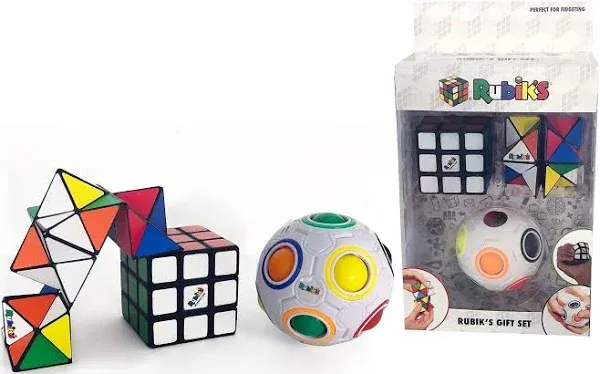 RUBIK&#039;S 3-piece Gift Set:  Rubik Magic Star,  SQUISHY Cube &amp; Rainbow Ball  NIB