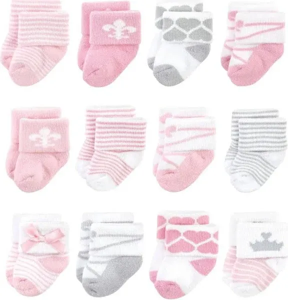 Hudson Baby Girls' 12-Pack Cotton Rich Newborn Socks