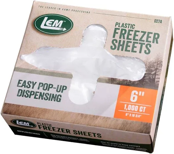 LEM Products 6" Freezer Sheets, Non-Stick, Non-Porous Polyethylene, 1000 Count Box