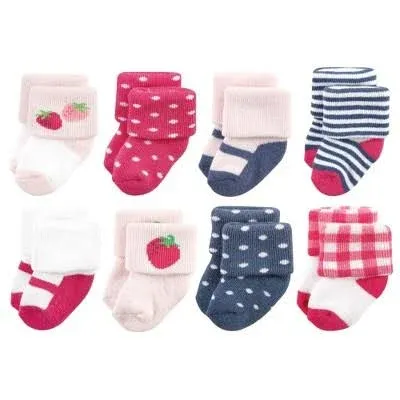 Hudson Baby Girls' Cotton Rich Newborn and Terry Socks