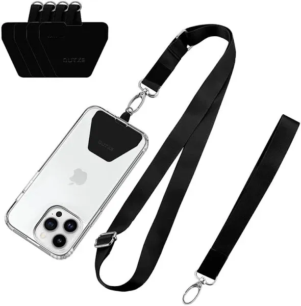 Phone Lanyard - 4× Pads, 1× Adjustable Neck Strap, 1× Wrist Strap, Nylon Lany...