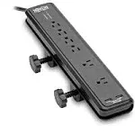 Tripp Lite 6 Outlet Surge Protector Power Strip Clamp Mount 6ft Cord 2100 Joules Dual USB & Insurance (tlp606dmusb)