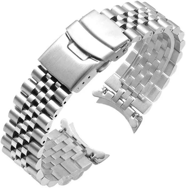 New 20 22 23 24mm Stainless Steel Watch Band Curved Ends Tapered Metal Strap