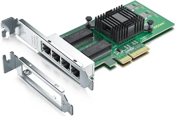 Gigabit 4 Port NIC with Intel I350-AM4 Chip, Quad SFP Ports 1Gb Network Card Compare to Intel I350-F4 NIC, PCI Express 2.1 X4, Ethernet Card with Low Profile for Windows/Windows Server/Linux