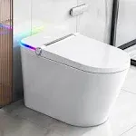 Tankless Smart Toilet with Built-in Bidet, Heated Seat, Warm Water and Dry, Simple Installation, with Foot Sensor and Night Light, Auto Flush, Auto