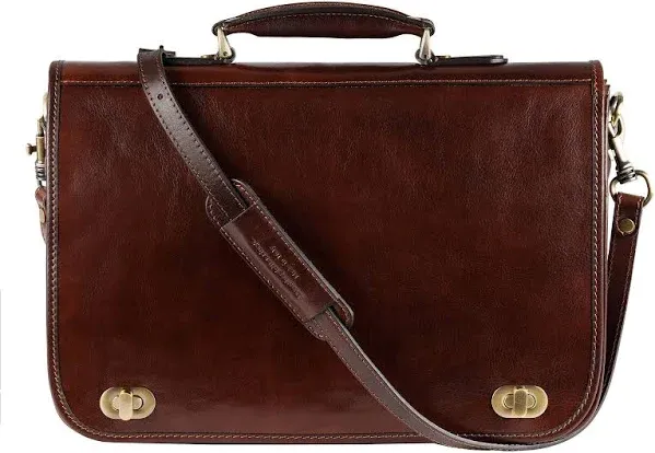 Time Resistance Leather Briefcase Laptop Bag