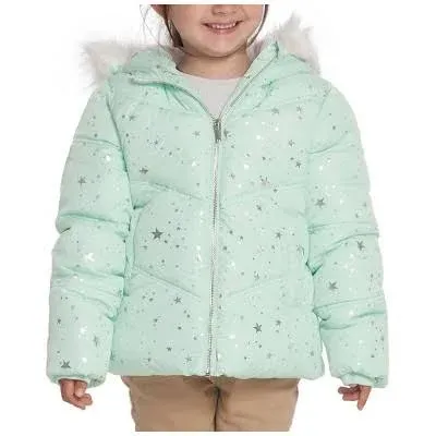 Rokka&Rolla Girls' Heavyweight Puffer Jacket Quilted Winter Coat with Hooded Faux Fur