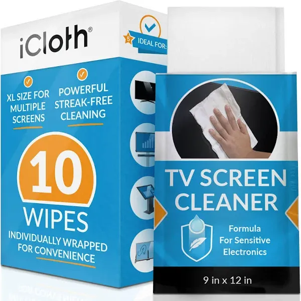 XL Electronic Wipes for TV Screens &amp; Monitors (10 Extra Large Screen Cleaners)