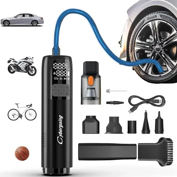 CYBERGOING Tire Inflator Portable Air Compressor 150 PSI &amp; Handheld Car Vacuu...