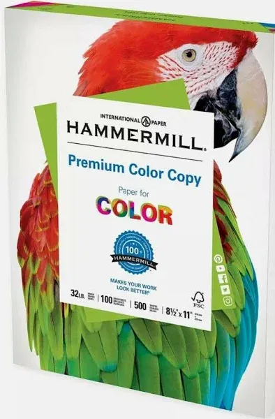 Hammermill Premium Color Copy Print Paper 100 Bright 32lb 8.5 x 11 Photo White 500/Ream