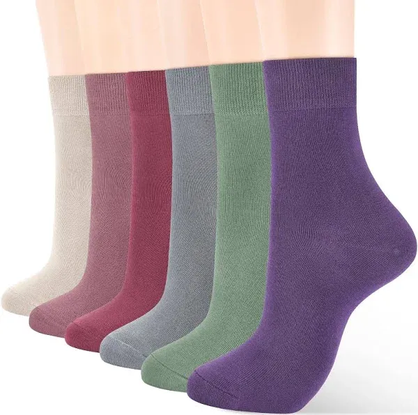 ATBITER Women's Thin Dress Socks,Soft Cotton Ankle Crew Calf Socks for Business Trouser Casual (6-Pairs Present Box)