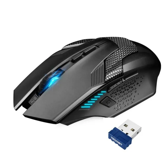 TECKNET Wireless Gaming Mouse 2.4G Optical USB Computer Mice, 8 Buttons 4800dpi