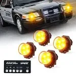 Xprite 52013-4-Y Covert 4 Series Hide-A-Way LED Strobe Lights, Amber