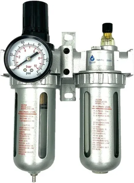 22091 Air Filter Regulator &amp; Lubricator Combo 1/2 inch NPT, 5 Micron Element,...