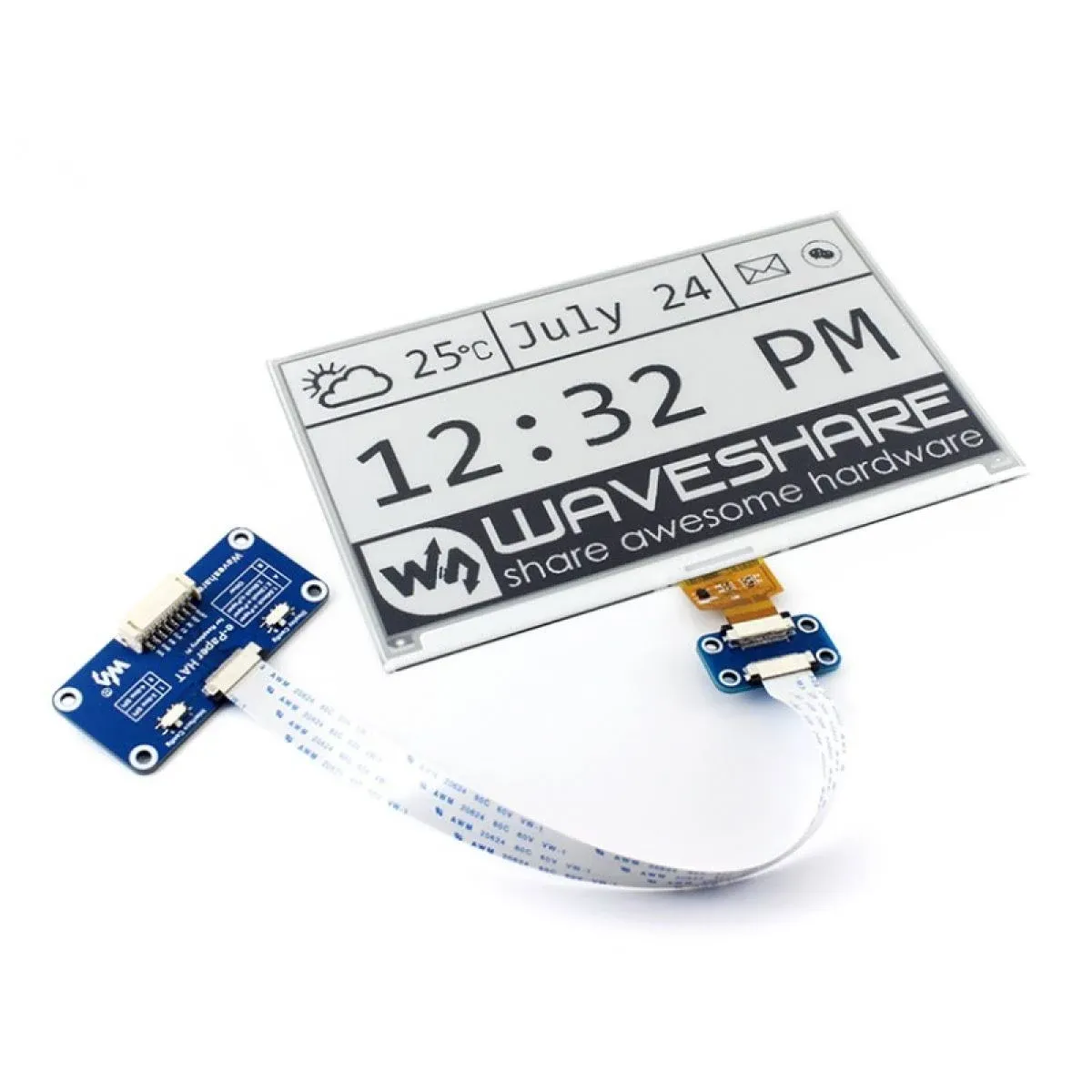 7.5inch e-Paper HAT-B 800×480 Red Black White SPI E-Ink Display for Raspberry Pi