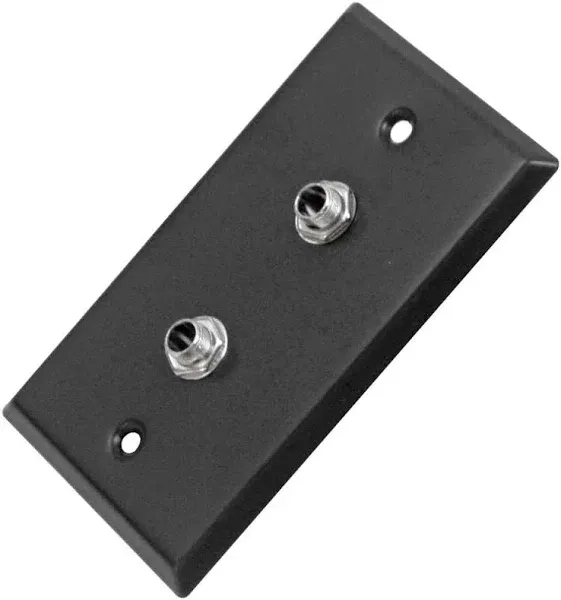 Seismic Audio SA-PLATE26 Black Stainless Steel Wall Plate with Dual 1/4-Inch TS Mono Jacks