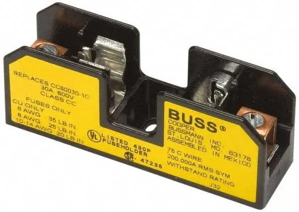 Eaton Bussmann Bg3031s Open Fuse Block, G Ul Class, 1 Poles, 25 To 30A Amp