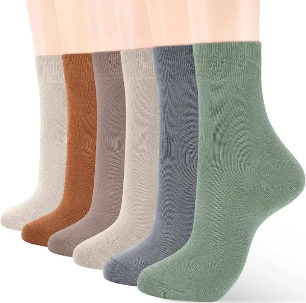 ATBITER Women's Thin Dress Socks,Soft Cotton Ankle Crew Calf Socks for Business Trouser Casual (6-Pairs Present Box)