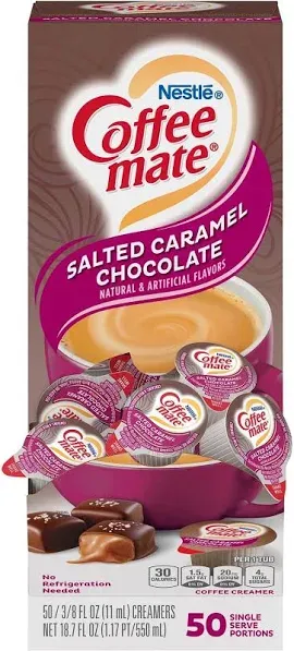 Coffee mate Salted Caramel Chocolate Liquid Creamer, 0.38 Oz, 50/Box (77197) | Quill