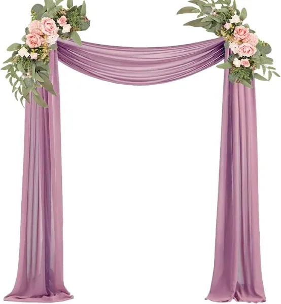 Wedding Arch Draping Fabric Wisteria 29" X 20FT Sheer Tulle Fabric Chiffon Drapes for Wedding Arbor Ceremony Party Bridal Shower Swag Fabric Decoration | Wisteria Fabric 1 Panel