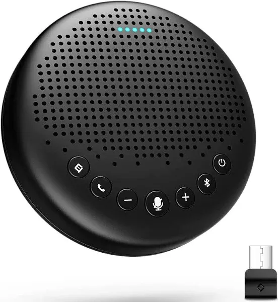 EMEET Conference Speaker and Microphone Luna 360° Voice Pickup w/Noise Reduction/Mute/Indicator USB Bluetooth Speakerphone w/Dongle for 8 People Daisy Chain for 16 Compatible with Leading Software