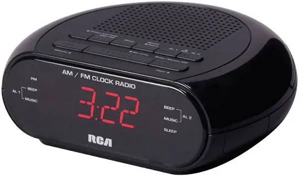 RCA RC205 Dual Wake Alarm Clock Radio AM/FM W/Red LED Display