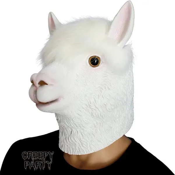 Alpaca Head Mask Latex Cute White Llama Masks Halloween Costume Party Novelty Animal Head Mask