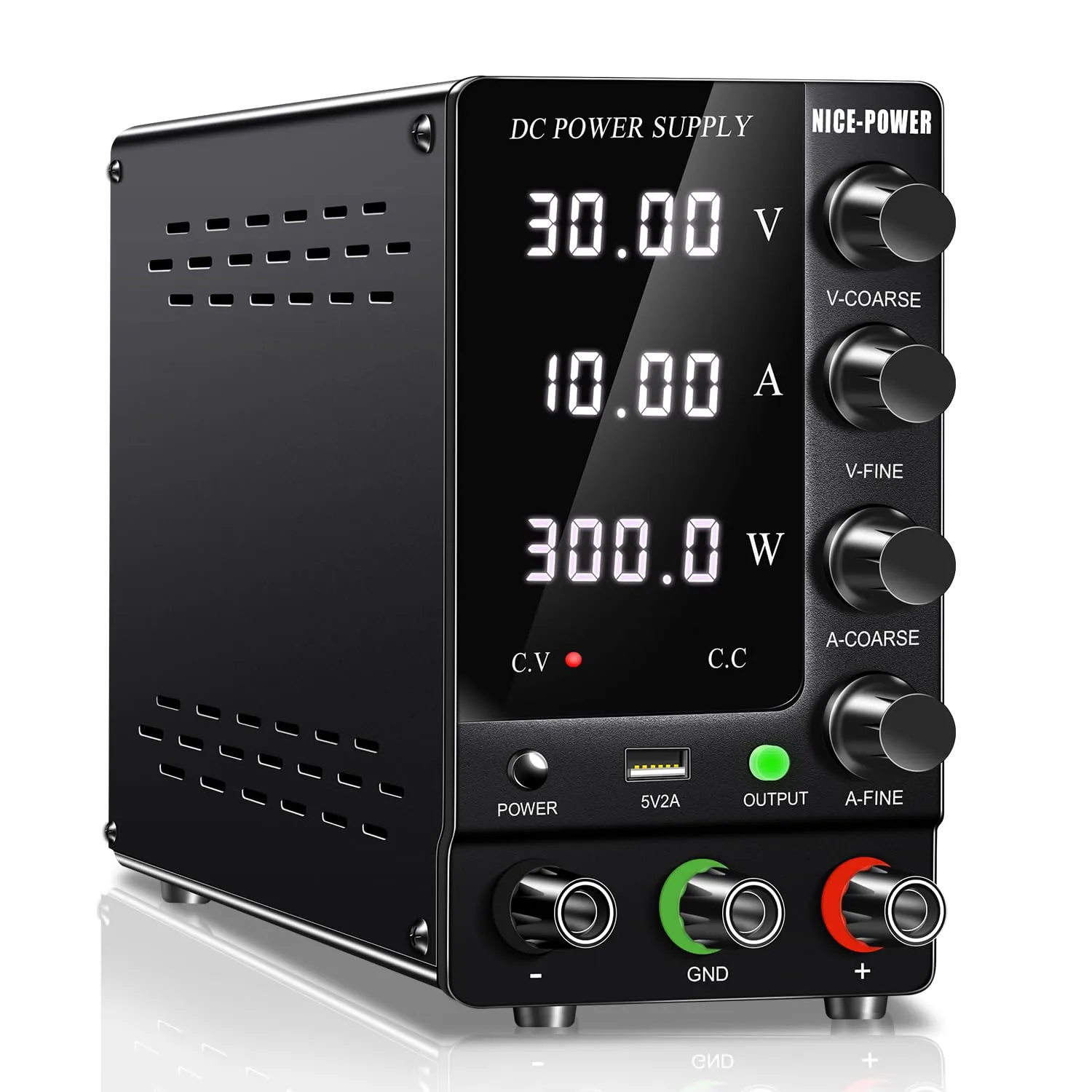 DC Bench Power Supply Variable 30V 10A,Adjustable Switching Regulated w/USB Port