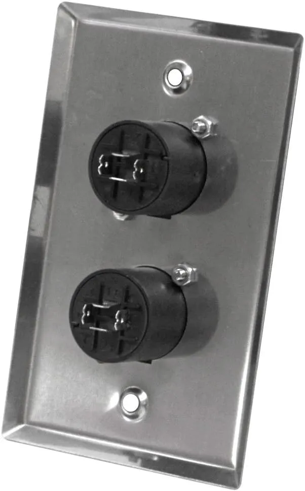 Seismic Audio Speakers Dual 4 Pole Speakon Connector Wall Plate, Stainless Steel Wall Plate