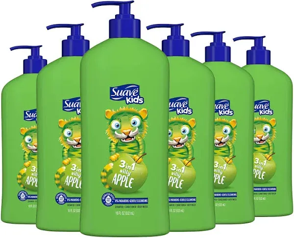 Suave Kids 3-in-1 Tear Free Body Wash, Shampoo and Conditioners Watermelon Wonder 18 oz Pack