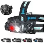 Wuben H1 Rechargeable Headlamp, 1200 High Lumen Ultra Bright LED Head Lamp, 11 Modes 180°Adjustable IP68 Headlight with Red Light for Outdoors