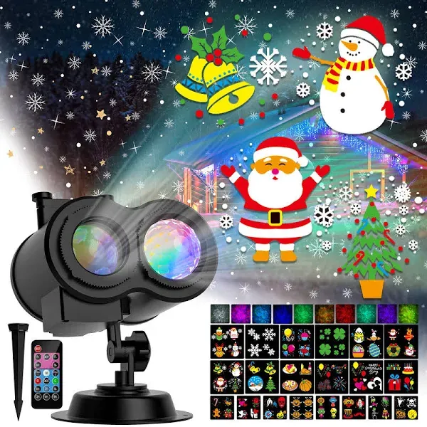 2024 Upgrade Christmas Halloween Projector Lights Outdoor,  2-in-1 Moving 