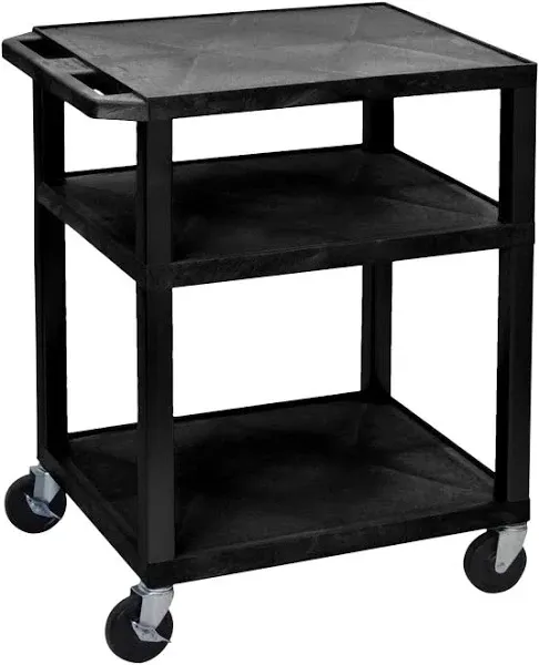 Luxor Tuffy Black 3 Shelf AV Cart w/ Nickel Legs &amp; Electric