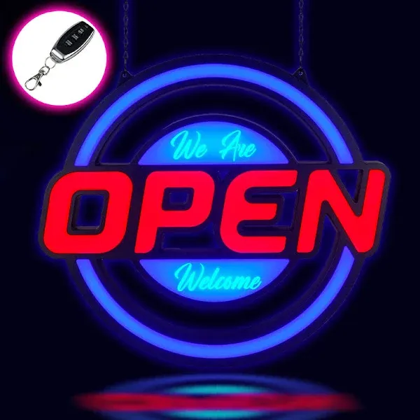 21&#034;x19&#034; Open Sign - Ultra Bright Jumbo LED Neon Large Open Sign - Remote Cont...