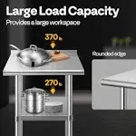 24 X 24 Inch Stainless Steel Work Table with Backsplash, Prep Commercial Table w