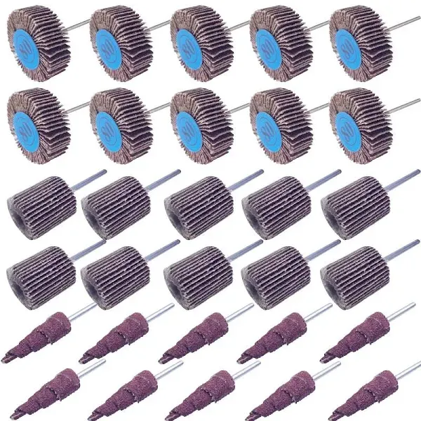 30 PCS Abrasive Flap Wheel Sander, 80 Grit 1/8" Shank Diameter Cone Shape Abrasive Sandpaper Flap Sanding Wheel Grinding Head Rotary Tool for Grinding and Polishing