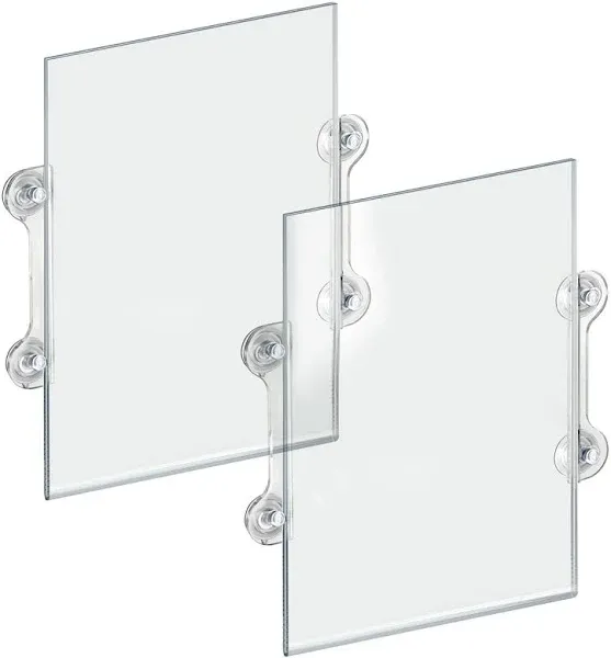 Azar Displays 106608-2pack 11" W by 17" H Acrylic Sign Holder with Suction Cups (Pack of 2)