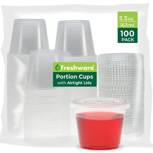 Freshware Plastic Portion Cups with Lids