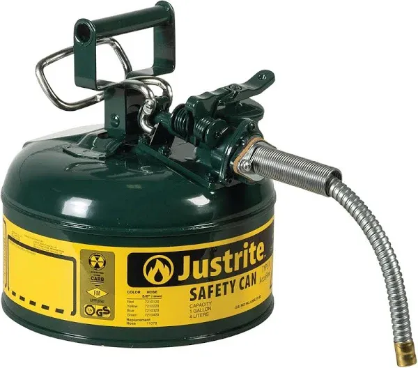 7210420 Accuflow 1 Gallon Galvanized Steel Type Ii Green Safety Can With 5/8&#034; Fl