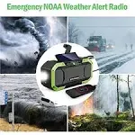 Kayinow Emergency Radio Waterproof Bluetooth Speaker,Portable Am FM NOAA Weather Radio,Hand Crank Solar Radio Powered,5000mah Rechargeable Battery Op